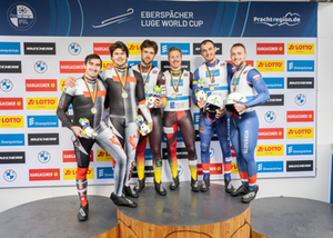 Podium Herren Doppel, Nationencup Oberhof 2025 Podium Herren Doppel, Nationencup Oberhof 2025