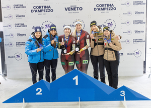 Women's Doubles Podium Olympic Test Event Cortina