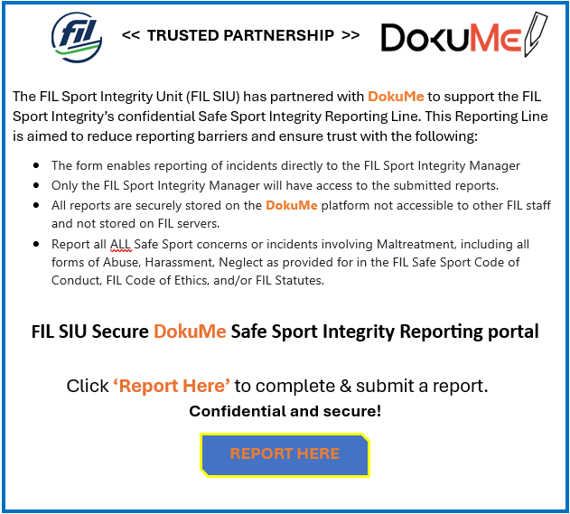 FIL Website Safe Sport Integrity Reporting Portal Image FIL Website Safe Sport Integrity Reporting Portal Image