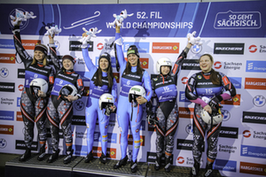 Sprint WCh Women's Doubles Podium, Altenberg 2024