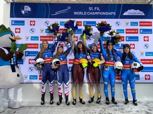 Podium Damen Doppel, Oberhof 23 Podium Damen Doppel, Oberhof 23
